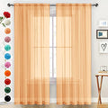 SpaceDresser Sheer Voile Window Treatment Rod Pocket Curtain Panels for Kitchen Bedroom Living Room Drapes Sunlight Filtering Privacy Semi Home Decor Assorted Colors Sizes (Beige, 52 W x 108 L)