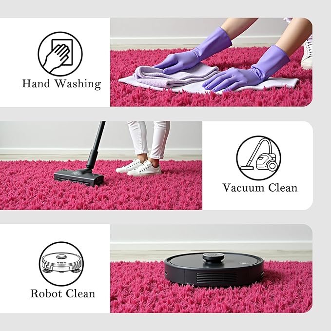 Rugs for Living Room 5x8, Alfombras para Salas Shag Large Plush Soft Area Rug, Shaggy Carpets for Bedroom, Kids Boys Girls Home Decor Aesthetic(Hot Pink, 5 x 8)