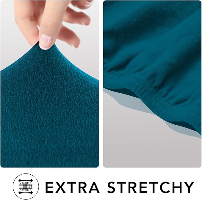 PureFit Super Stretch Sofa Slipcover – Spandex Non Slip Soft Couch Sofa Cover, Washable Furniture Protector with Non Skid Foam and Elastic Bottom for Kids, Pets (Oversized Loveseat, Peacock Blue)