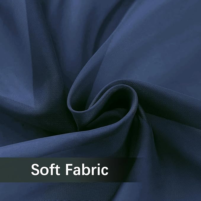 SpaceDresser Sheer Voile Window Treatment Rod Pocket Curtain Panels for Kitchen Bedroom Living Room Drapes Sunlight Filtering Privacy Semi Home Decor Assorted Colors Sizes (Navy, 52 W x 45 L)
