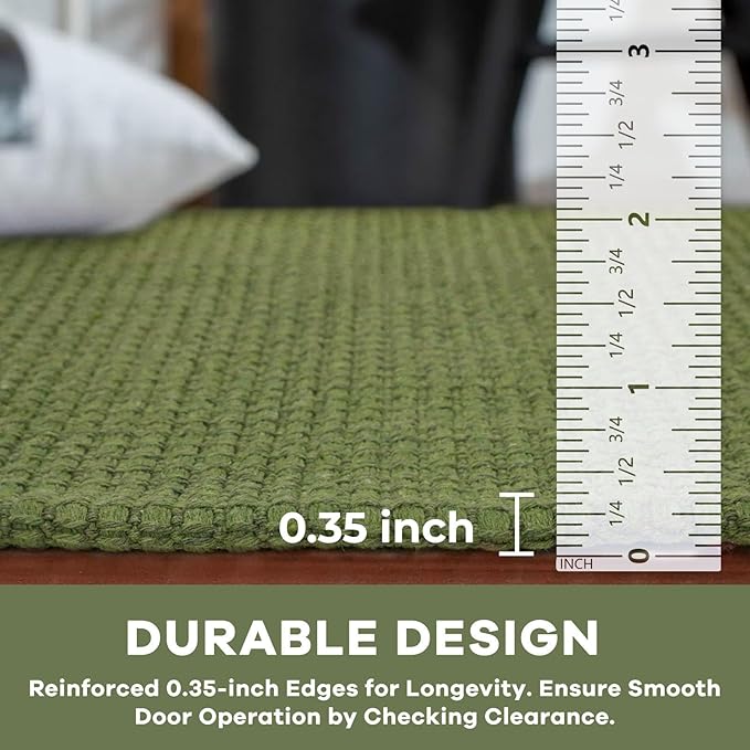 KOZYFLY Runners for Hallways 3x10 ft Washable Kitchen Runner Non Slip Rubber Backed Hallway Rugs Cotton Entryway Runner Rug Floor Carpet for Indoor Hall, Backdoor, Kitchen, Bright Green/Earthy Green