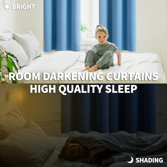 BGment Room Darkening Curtains 72 Inches Long - Grommet Thermal Insulated Drapes Window Treatment Curtains for Bedroom, 2 Panels, 42 x 72 Inch, Sky Blue