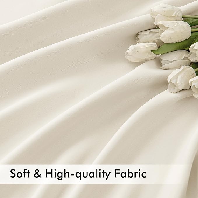 MIULEE Beige White Back Tab Blackout Curtains 120 Inch Long 2 Panels Set for Bedroom, Rod Pocket/Pinch Pleated Extra Long Thermal Insulated Living Room Darkening Light Blocking 10FT Drapes