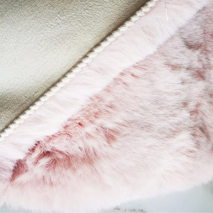 Ghouse Faux Rabbit Fur Round Rug 8ft Pink Round Rugs for Bedroom Decor Fluffy Area Rugs for Living Room, no-Shedding Carpet Sheepskin Washable Rug Rome Decor