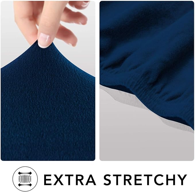 PureFit Super Stretch 4 Seater Sofa Slipcover – Spandex Non Slip Soft Couch Sofa Cover, Washable Furniture Protector with Non Skid Foam and Elastic Bottom for Kids, Pets （XX Large, Navy）