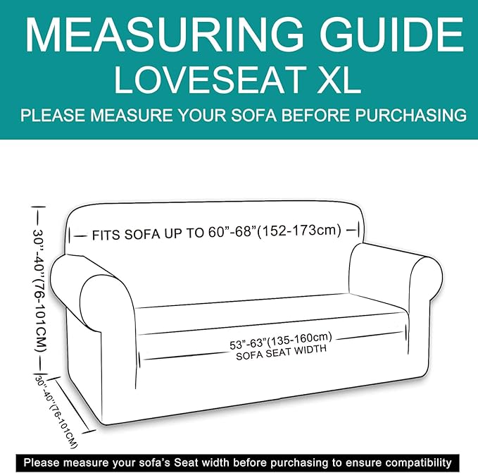 U-NICE HOME Oversized Stretch Loveseat Couch Cover Sofa Covers Washable Sofa Slipcover Furniture Protector for 2 Cushion Couch Sofa Pet Friendly, Ivory White