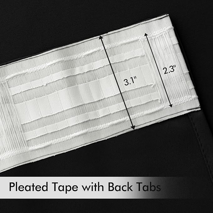 MIULEE Black Back Tab Blackout Curtains 80 Inch Length 2 Panels Set for Living Room Bedroom Privacy, Halloween Rod Pocket/Pinch Pleat Thermal Insulated Room Darkening Pleated Light Blocking Drapes