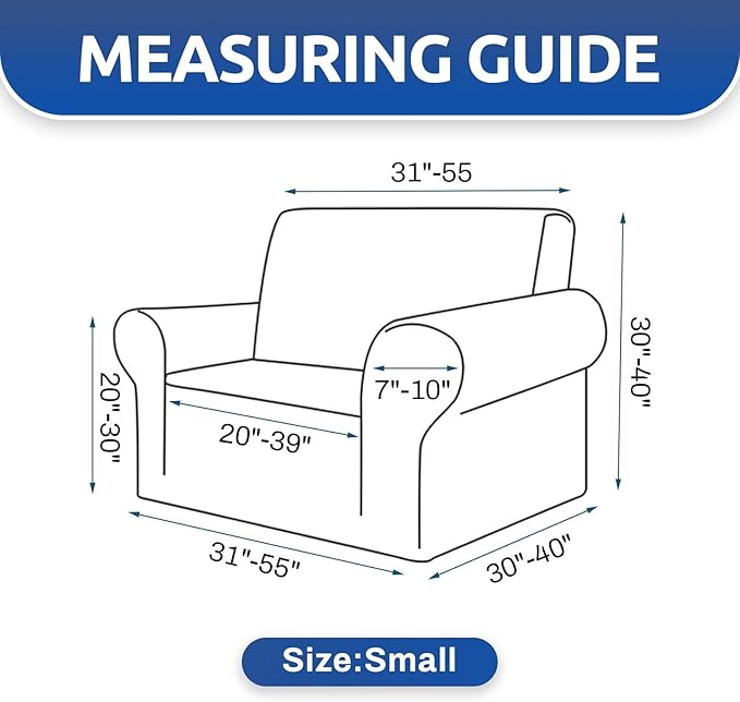 KEKUOU Stretch Single Sofa Slipcover 1 Piece Couch Sofa Cover (31"-55") Furniture Protector 1 Seater Sofa with Elastic Bottom for Kids,Pet.Jacquard Small Checked Pattern Fabric(Small,Golden)