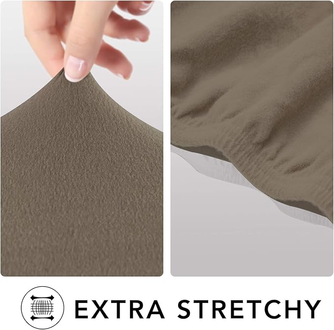 PureFit Super Stretch Chair Sofa Slipcover – Spandex Non Slip Soft Couch Sofa Cover, Washable Furniture Protector with Non Skid Foam and Elastic Bottom for Kids, Pets （Chair, Natural）
