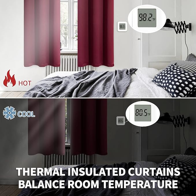 BGment Blackout Curtains - Grommet Thermal Insulated Room Darkening Bedroom and Living Room Curtains, Set of 2 Panels (52 x 108 Inch, Burgundy)