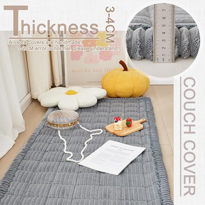 Couch Cover for Dogs Washable, Fuzzy Pet Couch Covers for 3 Cushion Sofa Pet Friendly, Non Slip Sofa Cover (Blue-Grey, 27.6" x 70.9"/70 x 180cm)