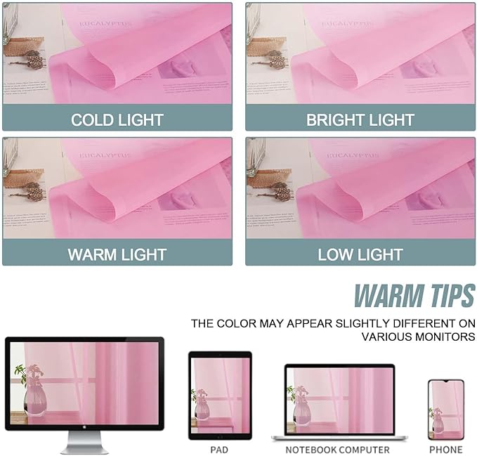 Light Pink Sheer Curtains for Window 96 Inches Long 2 Panels, Soft Airy Light Filtering Voile Sheer Curtains for Living Room Bedroom, Dual Rod Pocket Elegant Window Drapes, 2x42Wx96L Inches