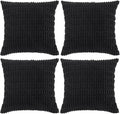 Fancy Homi 4 Packs Boho Black Decorative Throw Pillow Covers 24x24 Inch for Living Room Couch Bed Sofa, Rustic Modern Farmhouse Home Decor, Soft Plush Corduroy Cute Square Cushion Case 60x60 cm