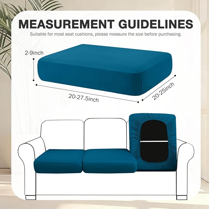 hyha 8Pcs Patio Cushion Covers, Stretch Outdoor Couch Cushion Covers, Washable Outdoor Chair/Sofa Slipcovers for Patio Furniture Cushions Protector with Elastic Bottom(Peacock Blue,Cover Only)