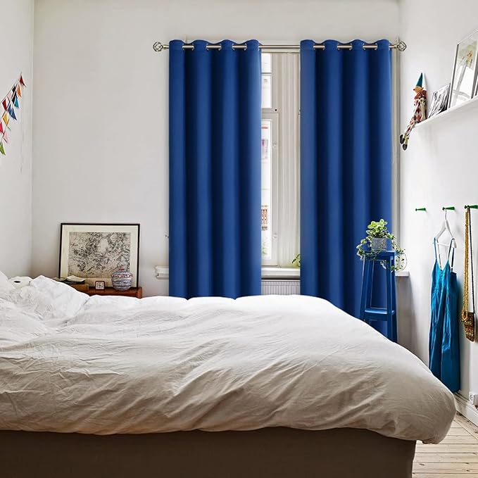 BGment Blackout Curtains for Bedroom - Grommet Thermal Insulated Room Darkening Curtains for Living Room, 52 x 84 Inch, 2 Panels, Royal Blue