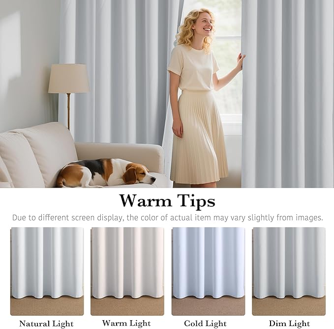 RYB HOME White 100% Blackout Curtains, Short Thermal Insulated Heat & UV Blocking Total Room Darkening Privacy Drapes for Small Window, Width 29 by Length 36, White, 2 Panels