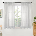 BGment Light Grey Linen Curtains 54 Inch Length for Window - Rod Pocket Short Drapes Light Filtering for Living Room Bedroom Decorative Lightweight Natural Rustic, 2 Panels Set, 42 X 54 Inch