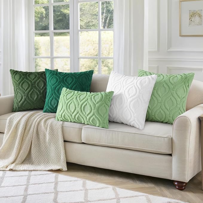 decorUhome Throw Pillow Covers 20x20 Inch Set of 2, Soft Plush Faux Wool Forest Elf Solid Couch Pillow Covers, Accent Farmhouse Neutral Square Pillow Cases for Sofa Bed Living Room