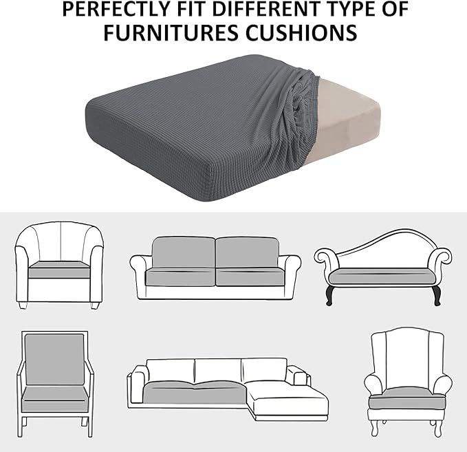 Water Repellent Sofa Seat Cushion Covers Stretch Furniture Protector Slip Covers for Settee Sofa Seat Cushion in Home Living Room (Sofa Cushion, Gray)