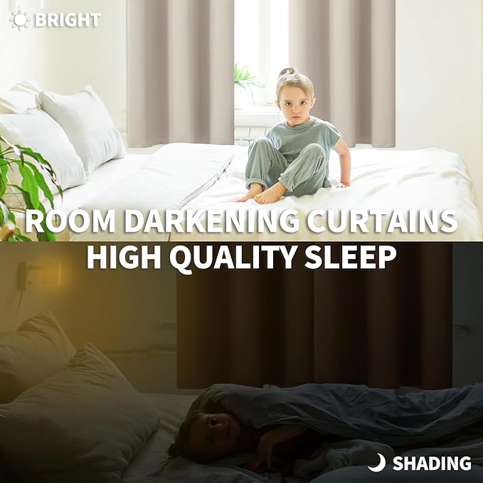 BGment Room Darkening Curtains 95 Inches Long - Grommet Thermal Insulated Drapes Window Treatment Curtains for Bedroom, 2 Panels, 52 x 95 Inch, Camel