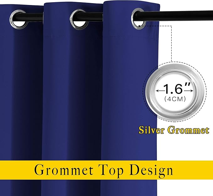 NICETOWN Blackout Curtain Panels 84 - Window Treatment Energy Saving Thermal Insulated Solid Grommet Blackout Drapes for Living Room (Navy Blue， 1 Pair， 52 by 84-Inch)