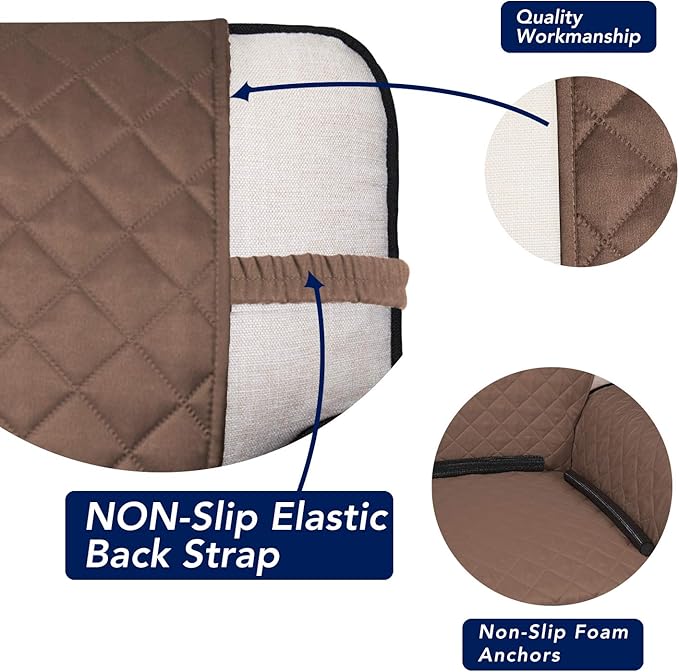 PureFit Reversible Quilted Sofa Cover, Water Resistant Medium Slipcover Furniture Protector, Washable Couch Cover with Non Slip Foam and Elastic Straps for Kids, Dogs, Pets (Loveseat, Brown/Beige)