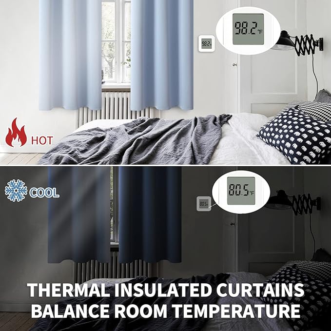 BGment Blackout Curtains for Living Room - Grommet Thermal Insulated Room Darkening Curtains for Bedroom, 2 Panels of 42 x 63 Inch, Spa Blue