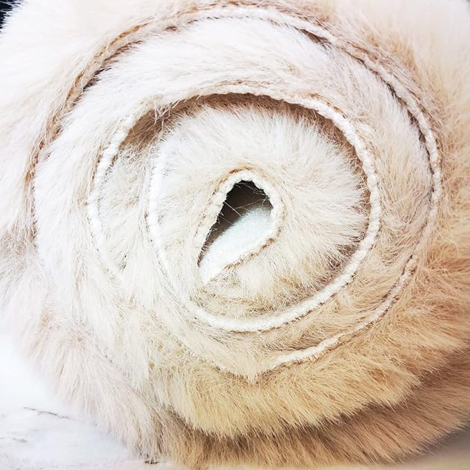 Ghouse Ultra Soft Faux Rabbit Fur Rug, Machine Washable Area Rugs for Bedroom Fluffy Rugs for Living Room, No-Shedding Carpet Sheepskin Runner Rugs Light Brown Beige 2x10 Feet