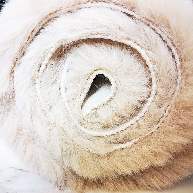 Ghouse Ultra Soft Faux Rabbit Fur Rug 4x6, Machine Washable Area Rugs for Bedroom Fluffy Rugs for Living Room, No-Shedding Carpet Sheepskin Rug Light Brown Beige