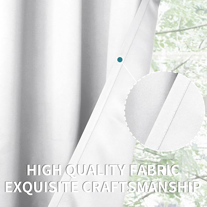 BGment White Curtains 45 Inches Length for Kitchen Window - Grommet Short Window Treatment Drapes Privacy for Bathroom Cafe Bathroom Home Decor, 2 Panels, Pure White, 38 x 45 Inch