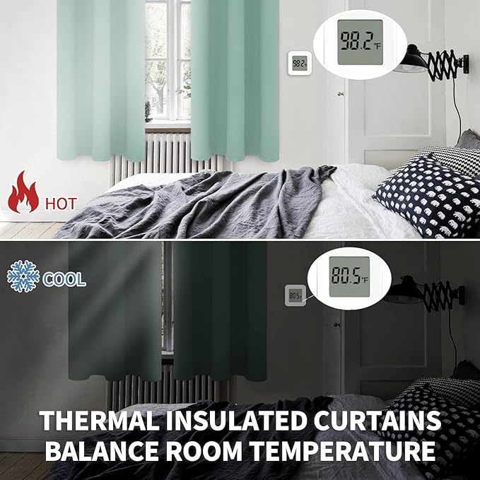 BGment Blackout Curtains - Grommet Thermal Insulated Room Darkening Bedroom and Living Room Curtains, Set of 2 Panels (52 x 84 Inch, Frosty Green)