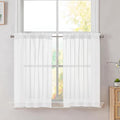 Simplebrand White Short Sheer Kitchen Cafe Curtains 36-42 Inch, Tier Rod Pocket, Half Window, Bathroom, 2 Panels
