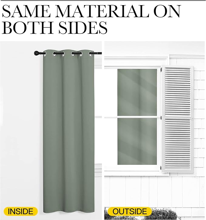 NICETOWN Greyish Green Blackout Curtains 78" Long for Office, Dining Room, Guest Room, Sound Reducing Heat and Cold Block Curtain Panels for Modern Decorative (55" Wide, 2 Pieces)