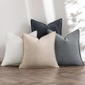 MIULEE Neutral Cream/Gray Linen Pillow Covers Pack of 4 Decorative Natural Solid Throw Pillow Covers Soft Accent Boho Farmhouse Couch Pillowcases Modern Home Decors for Living Room Bed Sofa 18x18 Inch