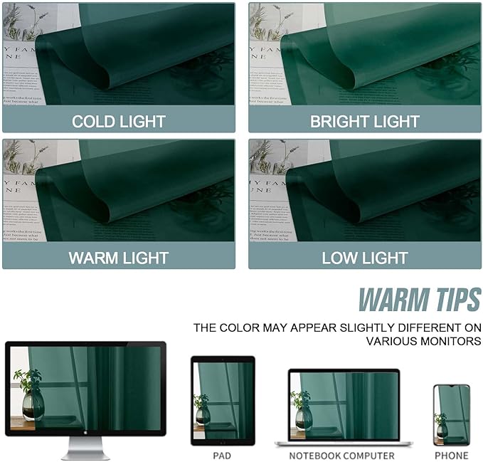Green Small Sheer Curtains Tier 24 Inches Length 2 Pieces, Light Filtering Cafe Curtains for Living Room Bathroom, Modern Window Treatments Dual Rod Pocket, Hunter Green, 2X42Wx24L Inches