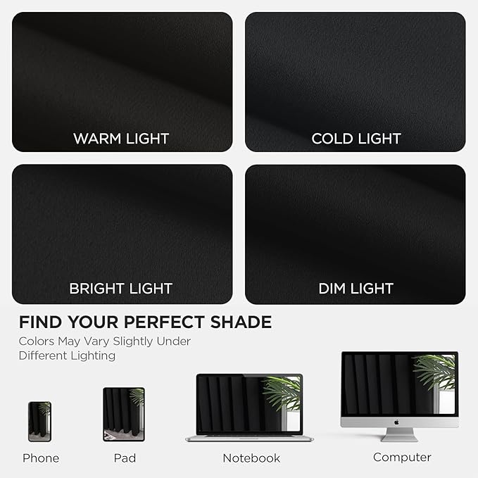 Joydeco Blackout Patio Sliding Door Curtains 96 Inches Long, Grommet Privacy Room Divider Curtains, Extra Wide Thermal Blackout Drapes for Bedroom Living Room (Black, 80Wx96L, 1 Panel)