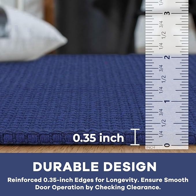 KOZYFLY Long Runners for Hallways 2.6x12 ft Washable Kitchen Runner Non Slip Rubber Backed Hallway Rugs Cotton Entryway Runner Rug Floor Carpet for Indoor Hall, Backdoor, Kitchen, Royal Blue/Navy
