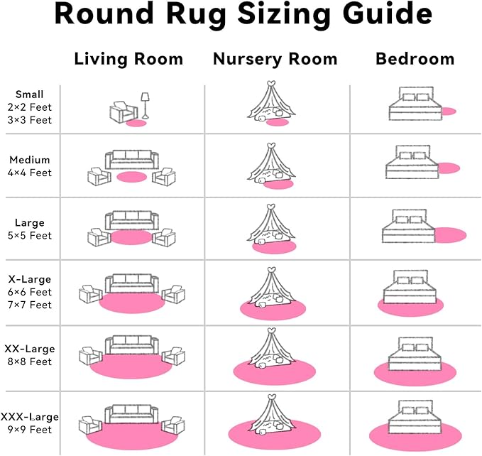 OLANLY Hot Pink Round Rugs for Bedroom - Machine Washable, 7 ft Circle Area Rugs for Living Room, Soft and Fluffy Shaggy Carpet for Teen Girls and Boys, Nursery Rooms, Dorms, Home Decor Aesthetic