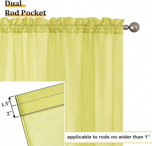 Aiyufeng Lemon Sheer Curtains 84 Inches Long 2 Panels Set for Living Room, Light Filtering Window Sheer Drapes for Bedroom, Each 42" W x 84" L