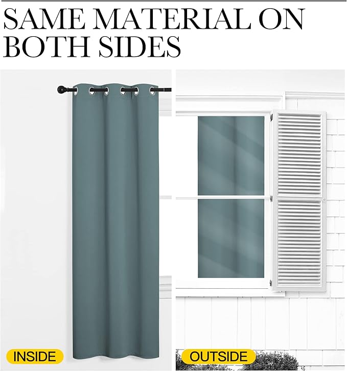 NICETOWN Modern Blackout Curtains Noise Reducing, Thermal Insulated and Privacy Room Darkening Drape Panels for Boy's Guest Room Door Small Short Window (Greyish Blue, 2 Panels, W42 x L48 -Inch)