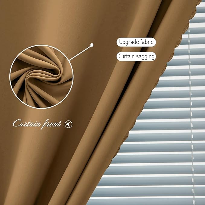 Self Adhesive Curtains, Stick Curtain Blackout Shades Window Cover Curtains for Living Room No Drilling, 59" W X 71" L, Brown, 1 Panel