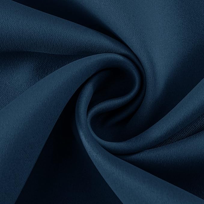 Joydeco Blackout Curtains 90 inch Long 2 Panels Set, Thermal Insulated Long Curtains & Drapes 2 Burg, Room Darkening Grommet Drapes for Bedroom Living Room Windows (W52 x L90 Inch, Navy Blue)