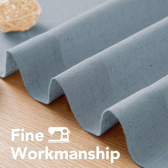 H.VERSAILTEX Linen Curtains Nickel Grommet Semi Sheer Curtains Privacy Added Energy Saving Light Filtering Window Treatments Draperies for Bedroom, Stone Blue, 2 Panels, 52 x 108 - Inch
