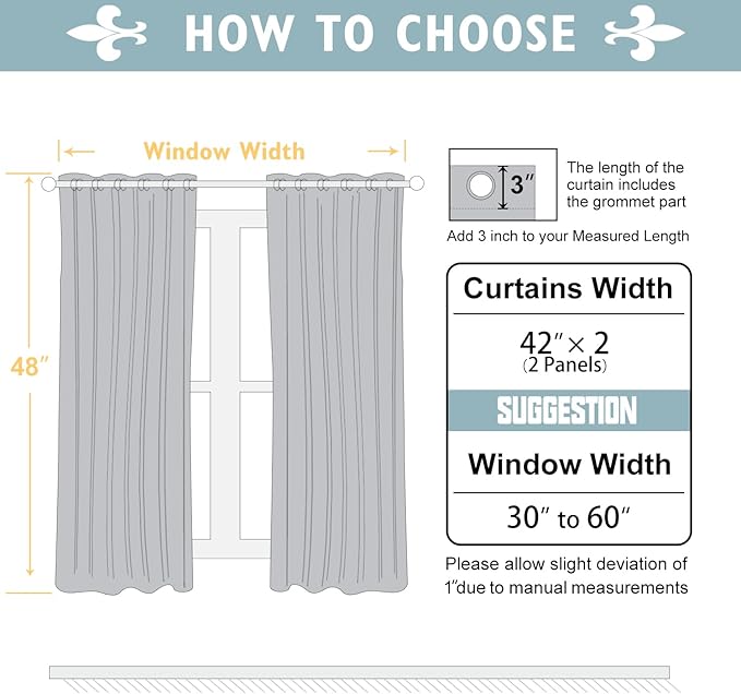 ChrisDowa Blackout Curtains 48 inches Long for Bedroom - 2 Panels Set Grommet Thermal Insulated Room Darkening Curtains for Living Room (Beige, 42 x 48 Inch)