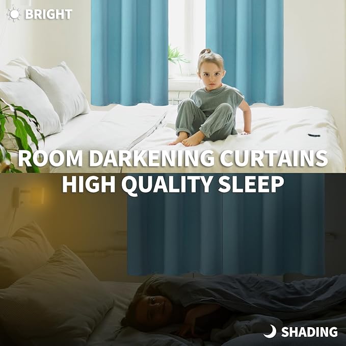 BGment Blackout Curtains - Grommet Thermal Insulated Room Darkening Bedroom and Living Room Curtains, Set of 2 Panels (70 x 63 Inch, Aqua)