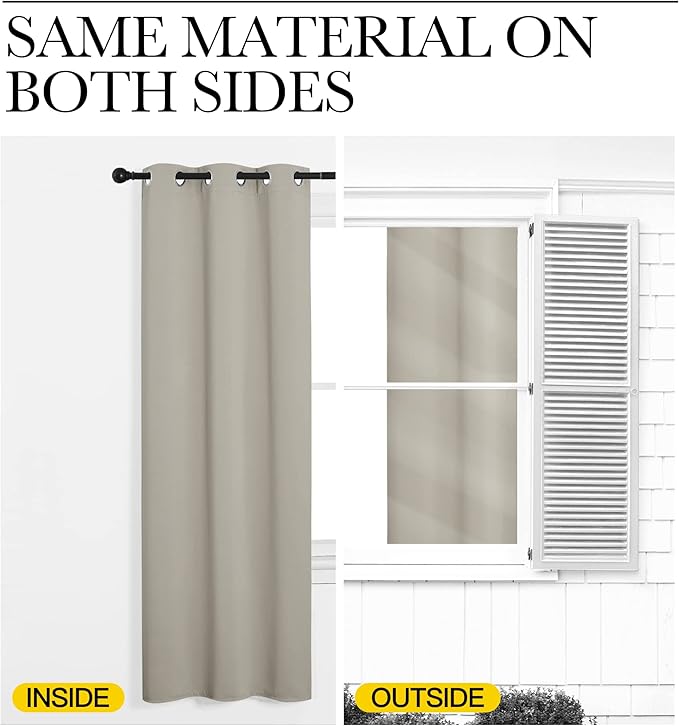 NICETOWN Room Darkening Draperies Window Curtain Panels, Thermal Insulated Grommet Room Darkening Curtains for Bedroom (Natural, 2 Panels, W34 x L54 -inch)