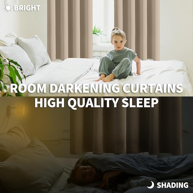 BGment Blackout Curtains - Grommet Thermal Insulated Room Darkening Bedroom and Living Room Curtains, Set of 2 Panels (70 x 63 Inch, Sand)