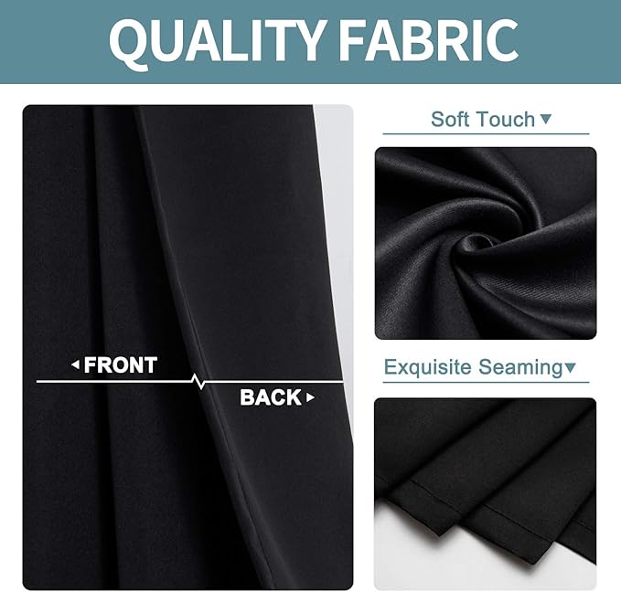 ChrisDowa Blackout Curtains 72 inches Long for Bedroom - 2 Panels Set Grommet Thermal Insulated Room Darkening Curtains for Living Room (Black, 42 x 72 Inch)