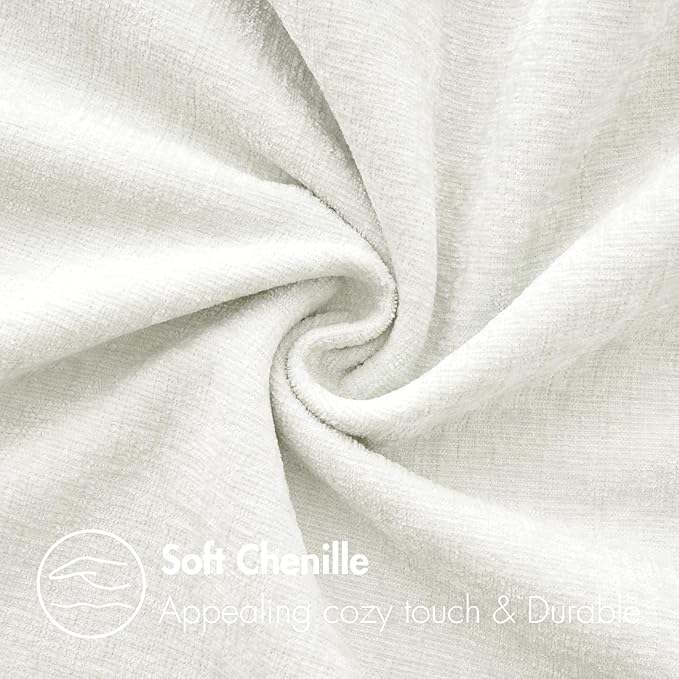 MIULEE Pack of 2 Couch Throw Pillow Covers 12x20 Inch Soft White Chenille Lumbar Pillow Covers for Sofa Living Room Solid Dyed Cases