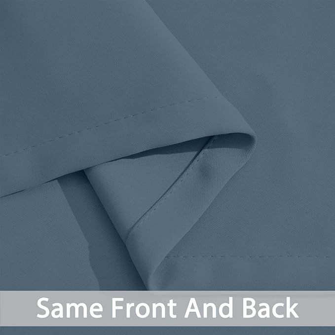 Yakamok 84 Inch Length 100% Blackout Curtains for Bedroom, Light Blocking Drapes Room Darkening Thermal Insulated Solid Grommet Panels for Living Room(38Wx84L, Stone Blue, 2 Panels)